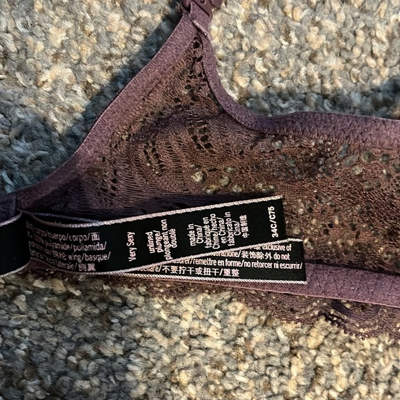 Victoria’s Secret Very Sexy Unlined Push-up Without padding Mauve lace Bra34C - Picture 7 of 11